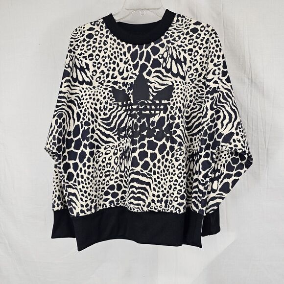 Adidas Originals Leopard Print Sweatshirt Crewneck Women's Size Small Oversized - Picture 1 of 6